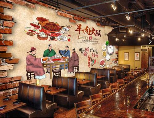 中式饭店墙绘图片大全